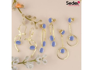 Exquisite Blue Lace Agate Earrings Set for Women
